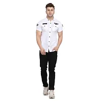 Reliable White Cotton Blend Solid Casual Shirt For Men-thumb3