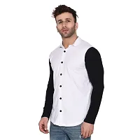 Reliable White Cotton Blend Colourblocked Casual Shirt For Men-thumb2