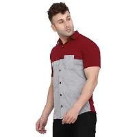 Reliable Grey Cotton Blend Colourblocked Casual Shirt For Men-thumb2