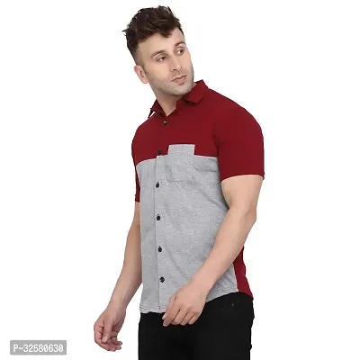 Reliable Grey Cotton Blend Colourblocked Casual Shirt For Men-thumb3