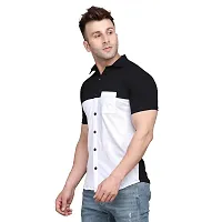 Reliable White Cotton Blend Colourblocked Casual Shirt For Men-thumb2