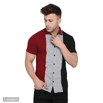 Reliable Multicoloured Cotton Blend Colourblocked Casual Shirt For Men-thumb0