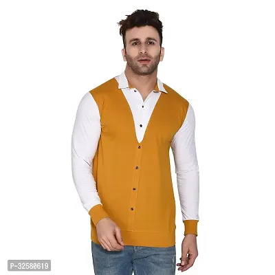 Reliable Yellow Cotton Blend Colourblocked Casual Shirt For Men-thumb0