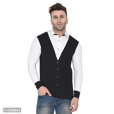 Reliable Black Cotton Blend Colourblocked Casual Shirt For Men-thumb0