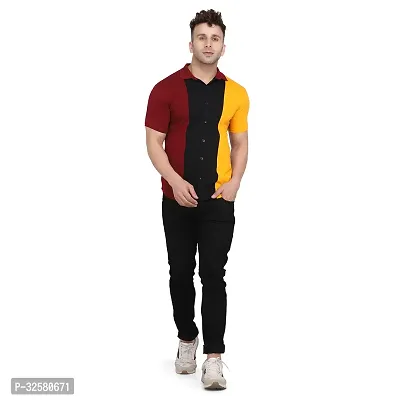 Reliable Multicoloured Cotton Blend Colourblocked Casual Shirt For Men-thumb4