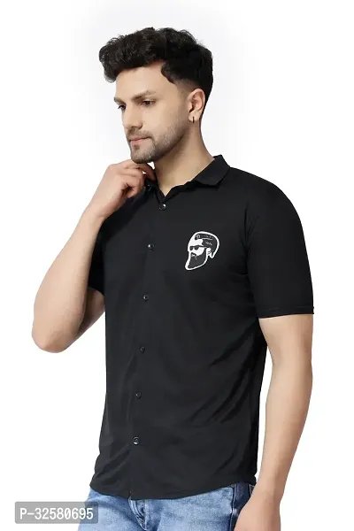 Reliable Black Cotton Blend Solid Casual Shirt For Men-thumb3