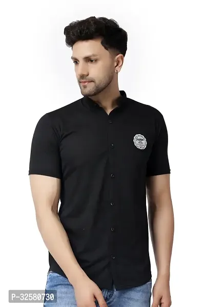 Reliable Black Cotton Blend Solid Casual Shirt For Men-thumb0