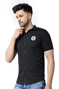 Reliable Black Cotton Blend Solid Casual Shirt For Men-thumb2