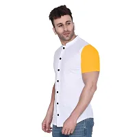 Reliable White Cotton Blend Colourblocked Casual Shirt For Men-thumb2