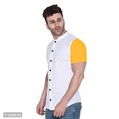 Reliable White Cotton Blend Colourblocked Casual Shirt For Men-thumb3