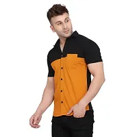 Reliable Yellow Cotton Blend Colourblocked Casual Shirt For Men-thumb2