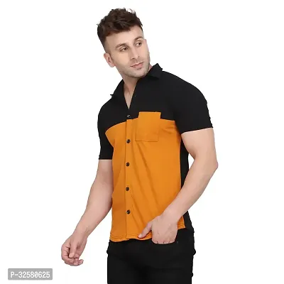 Reliable Yellow Cotton Blend Colourblocked Casual Shirt For Men-thumb3