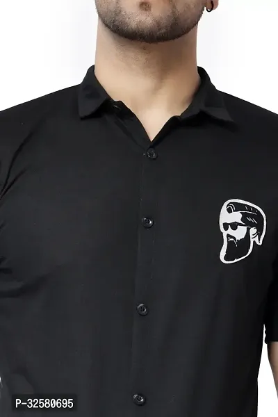 Reliable Black Cotton Blend Solid Casual Shirt For Men-thumb4