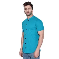 Reliable Blue Cotton Blend Solid Casual Shirt For Men-thumb2