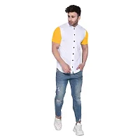 Reliable White Cotton Blend Colourblocked Casual Shirt For Men-thumb3