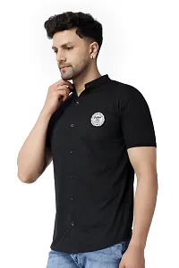 Reliable Black Cotton Blend Solid Casual Shirt For Men-thumb2