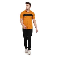 Reliable Yellow Cotton Blend Colourblocked Casual Shirt For Men-thumb3