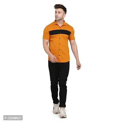 Reliable Yellow Cotton Blend Colourblocked Casual Shirt For Men-thumb4