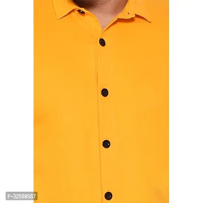 Reliable Yellow Cotton Blend Solid Casual Shirt For Men-thumb4