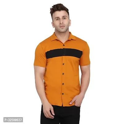 Reliable Yellow Cotton Blend Colourblocked Casual Shirt For Men-thumb0