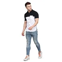 Reliable White Cotton Blend Colourblocked Casual Shirt For Men-thumb3