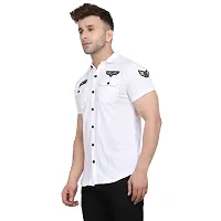 Reliable White Cotton Blend Solid Casual Shirt For Men-thumb2