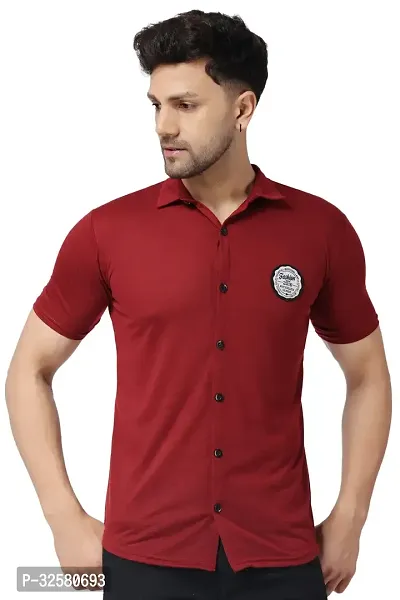 Reliable Maroon Cotton Blend Solid Casual Shirt For Men-thumb0