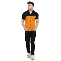 Reliable Yellow Cotton Blend Colourblocked Casual Shirt For Men-thumb3