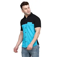 Reliable Blue Cotton Blend Colourblocked Casual Shirt For Men-thumb2