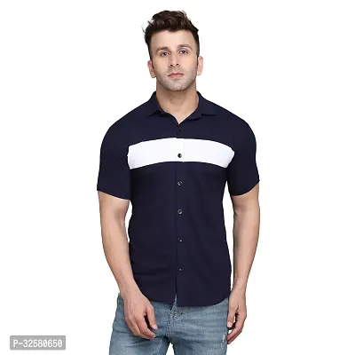 Reliable Black Cotton Blend Colourblocked Casual Shirt For Men-thumb0