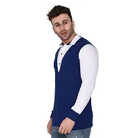 Reliable Blue Cotton Blend Colourblocked Casual Shirt For Men-thumb2