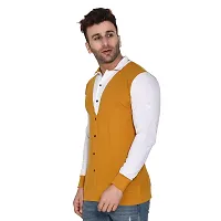 Reliable Yellow Cotton Blend Colourblocked Casual Shirt For Men-thumb2