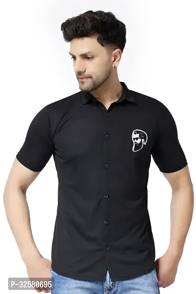 Reliable Black Cotton Blend Solid Casual Shirt For Men-thumb0