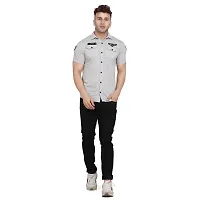 Reliable Grey Cotton Blend Solid Casual Shirt For Men-thumb3