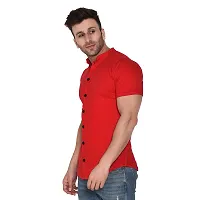 Reliable Red Cotton Blend Solid Casual Shirt For Men-thumb2