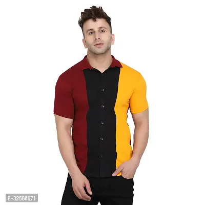 Reliable Multicoloured Cotton Blend Colourblocked Casual Shirt For Men-thumb0