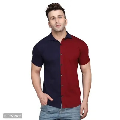 Reliable Multicoloured Cotton Blend Colourblocked Casual Shirt For Men-thumb0