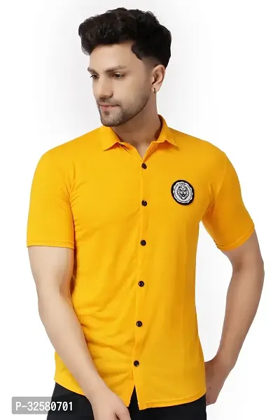 Reliable Yellow Cotton Blend Solid Casual Shirt For Men-thumb0