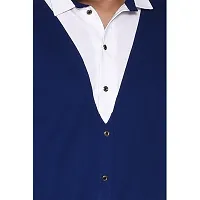 Reliable Blue Cotton Blend Colourblocked Casual Shirt For Men-thumb3