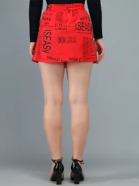 Stylish Red Crepe Printed Mini Length Skirt For Women-thumb3