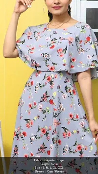 Stylish Crepe Grey Floral Printed Dress For Women-thumb2