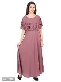 Women's Stylish and Trendy Purple Solid Crepe Maxi Length Fit And Flare Dress-thumb2