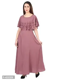 Women's Stylish and Trendy Purple Solid Crepe Maxi Length Fit And Flare Dress-thumb4