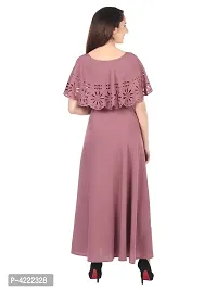 Women's Stylish and Trendy Purple Solid Crepe Maxi Length Fit And Flare Dress-thumb1