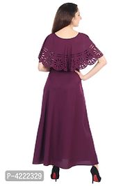 Women's Stylish and Trendy Maroon Solid Crepe Maxi Length Fit And Flare Dress-thumb1