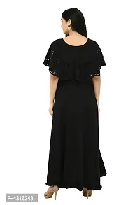 Women's Black Solid Crepe Dress-thumb1