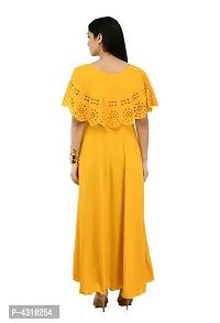 Women's Yellow Solid Crepe Dress-thumb1