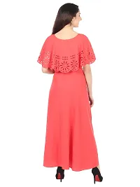 Trendy Red Crepe Solid Sleeveless Ethnic Gown For Women-thumb1