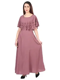 Magenta Crepe Self Pattern Ethnic Gowns For Women-thumb2