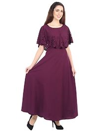 Trendy Purple Crepe Solid Sleeveless Ethnic Gown For Women-thumb2